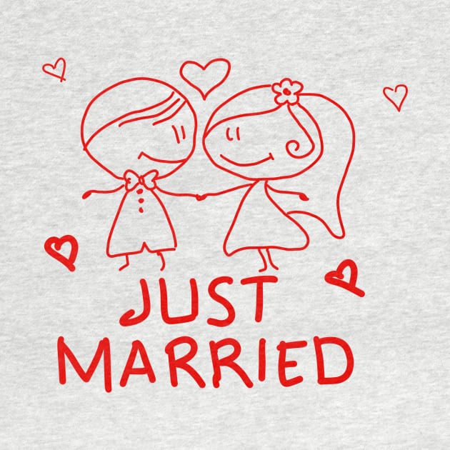 Just Married Matching Couple Valentines Day Gift by BadDesignCo